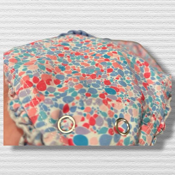 RuffleButts Girls Long Sleeve Rash Guard Swimsuit 2T UPF 50+ Blue Pink Floral - Picture 5 of 5